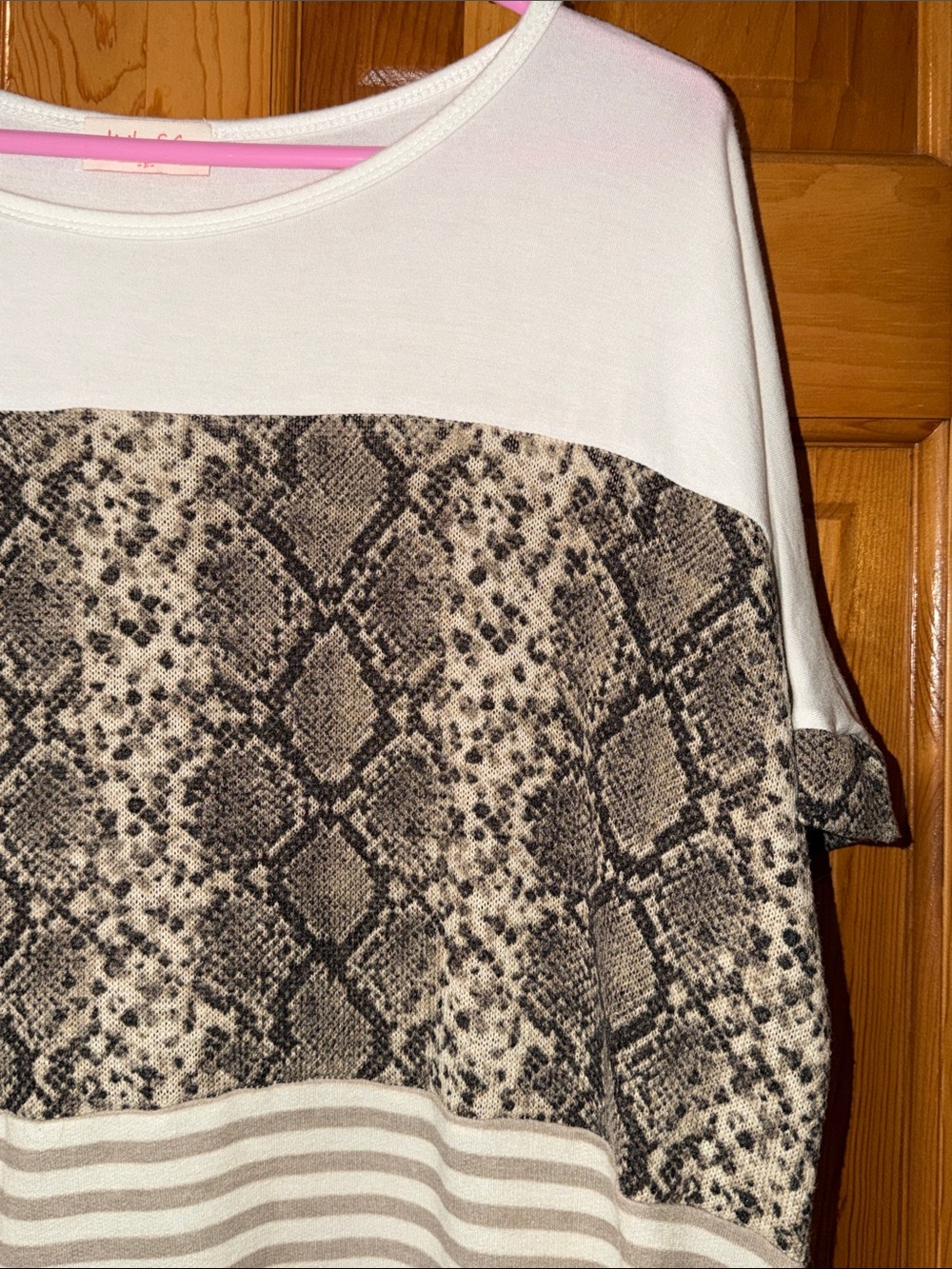 Hailey & Co. Cream, Snake Print, and Stripe Top